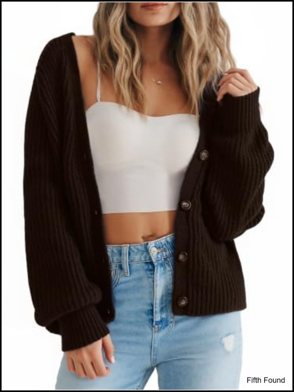 Women Long Sleeve Button Down Oversized Short Cardigan Loose Open Front Knit